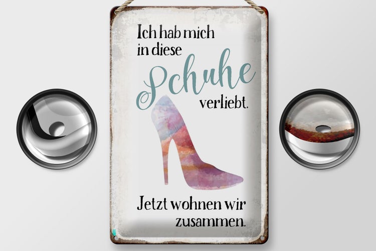 Blechschild Spruch 20x30cm hab mich in Schuhe verliebt