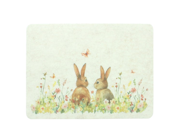 FRANK FLECHTWAREN|Platzmatte Osterhasen, 2er Set, 40 x 30 x 0,3 cm, POLYESTER