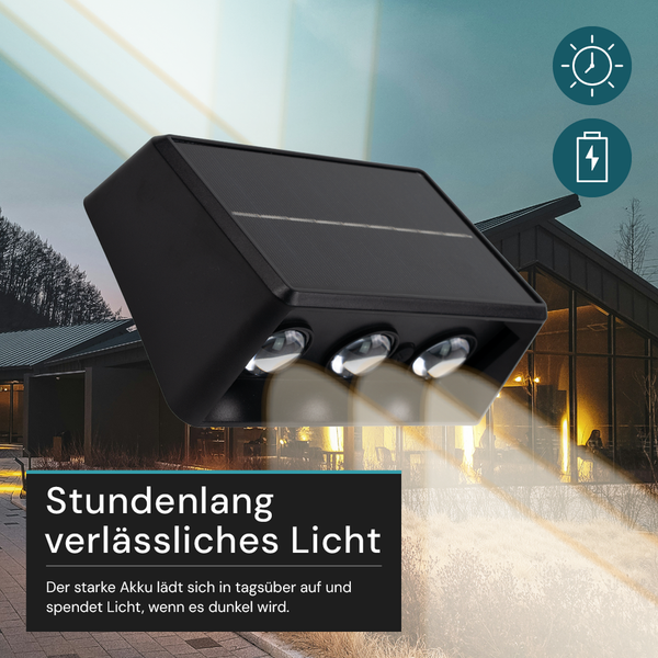 Schwarze Solarleuchte mit drei Lampen