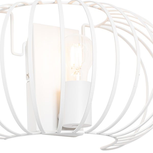 Weiße Wandleuchte mit Käfigdesign und Glühbirne