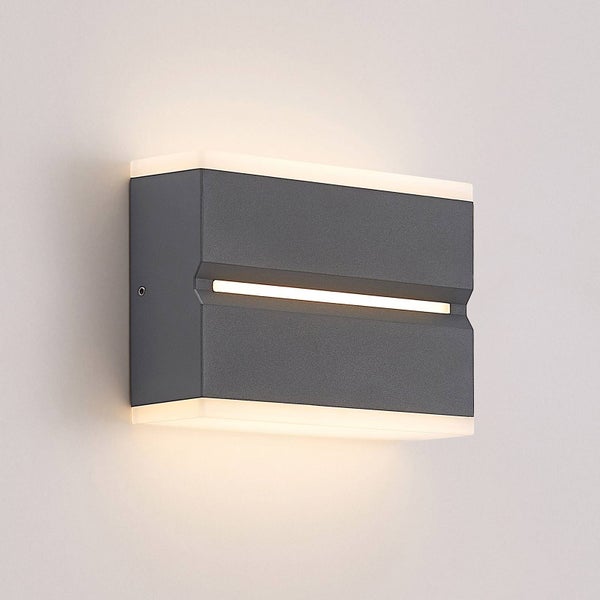 PRIOS LED Wandleuchte außen Itarion (spritzwassergeschützt (Modern) in Alu aus Aluminium (1 flammig, ) - Außenwandleuchten Wandlampe Led Außenlampe Outdoor für Außenwand/Hauswand