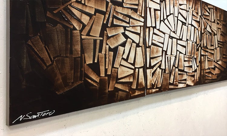 Das Wandbild -Golden Deep- 180x60x2 cm handgemaltes Unikat
