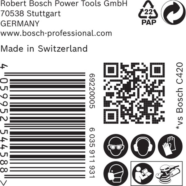Bosch 50x Expert C470 Schleifpapier mit 8 Löchern für Exzenterschleifer 125 mm G 150 - 2608901120