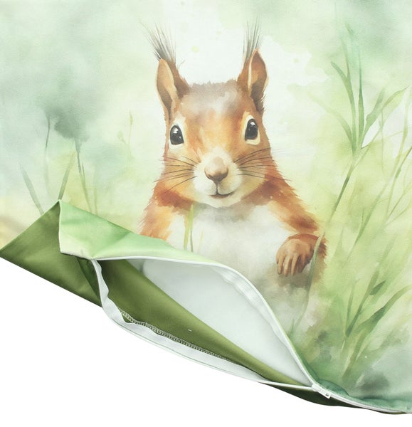 Kissenbezug mit Eichhörnchen Motiv und Reißverschluss