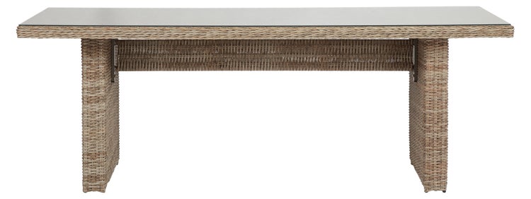 Gram Gartentisch 210 x 96 cm, mit Glasplatte, natur. 210 X 96 X 74 cm
