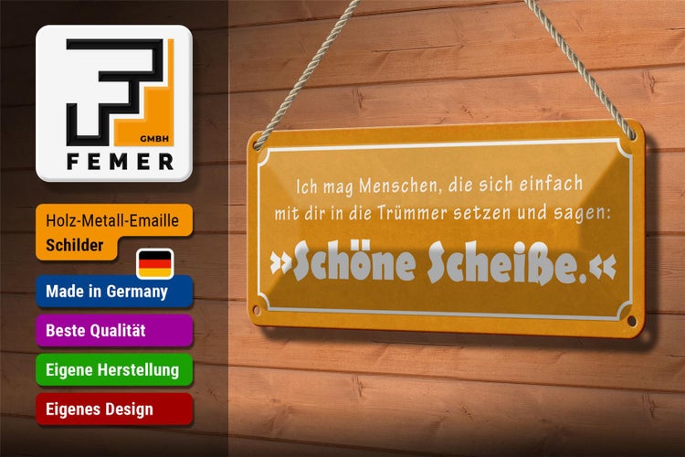 Blechschild Spruch 27x10cm ich mag Menschen die sich Dekoration