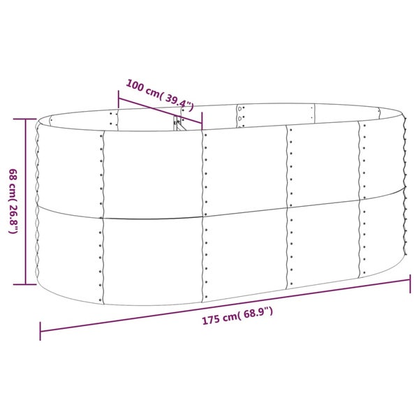 Abbildung eines Hochbeets mit den Maßen 175 cm Länge, 100 cm Breite und 68 cm Höhe.