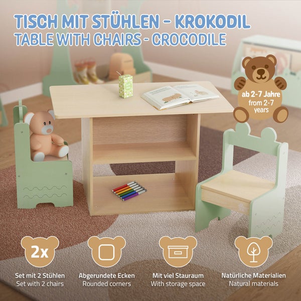 Kindersitzgruppe bestehend aus Tisch und zwei Stühlen