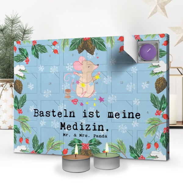 Mr. & Mrs. Panda Duftkerzen Adventskalender Maus Basteln - Blau Pastell