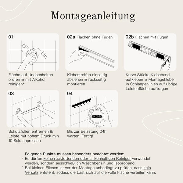 Designfabrik Hamburg Hakenleiste Küche selbstklebend Silber Gebürstet 40cm
