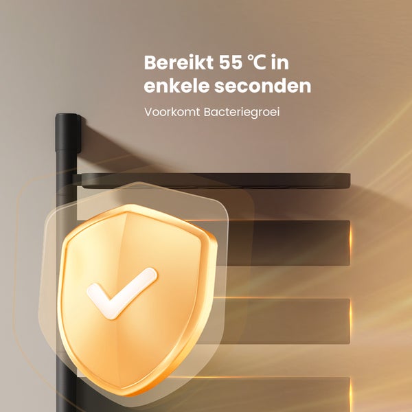 EMKE Elektrischer Badheizkörper mit drehbarem Handtuchhalter und Ablage, Thermostat, WiFi-App- und Sprachsteuerung, Timer – 76 x 450 x 140 mm, Schwarz,125W