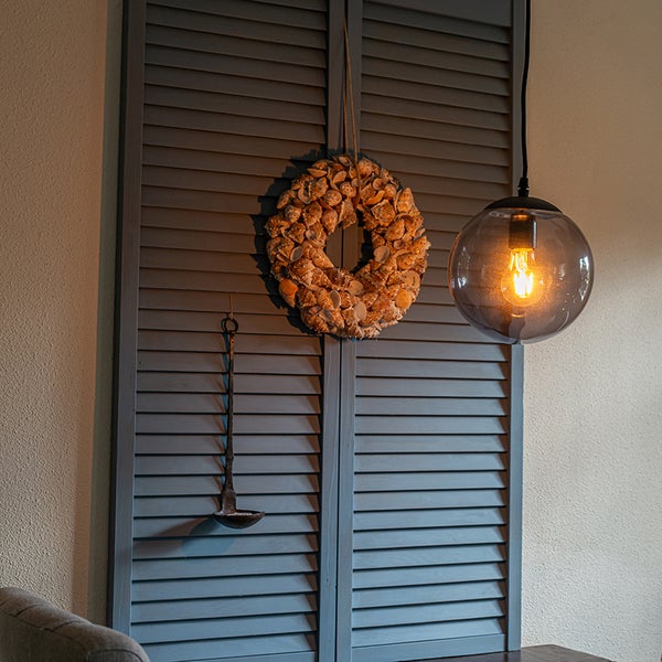 Moderne Hängelampe Schwarz mit grauem Glas 20cm - Pallon