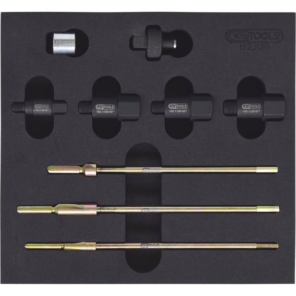 Werkzeugsatz für Ausdrücker in einem blauen Koffer