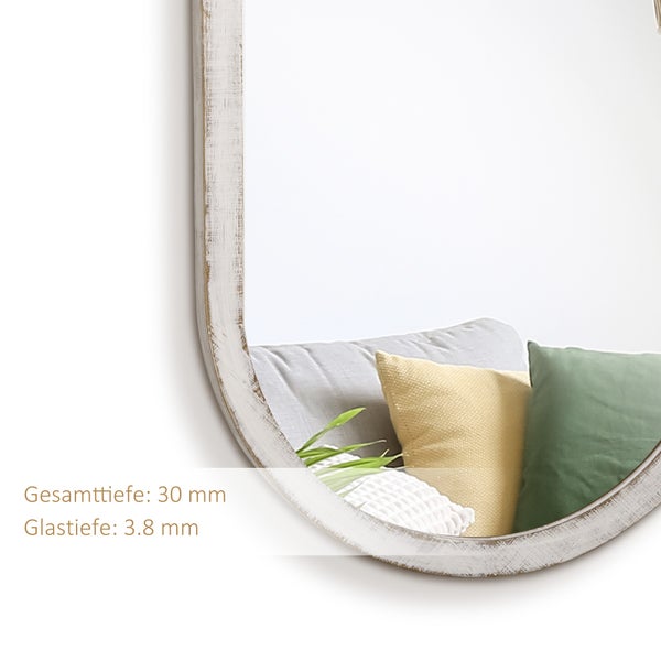 HOMCOM Wandspiegel, Wohnzimmerspiegel, 50 x 90 cm Flurspiegel mit Rattanoptik, Holzrahmen für Schlafzimmer Weiß