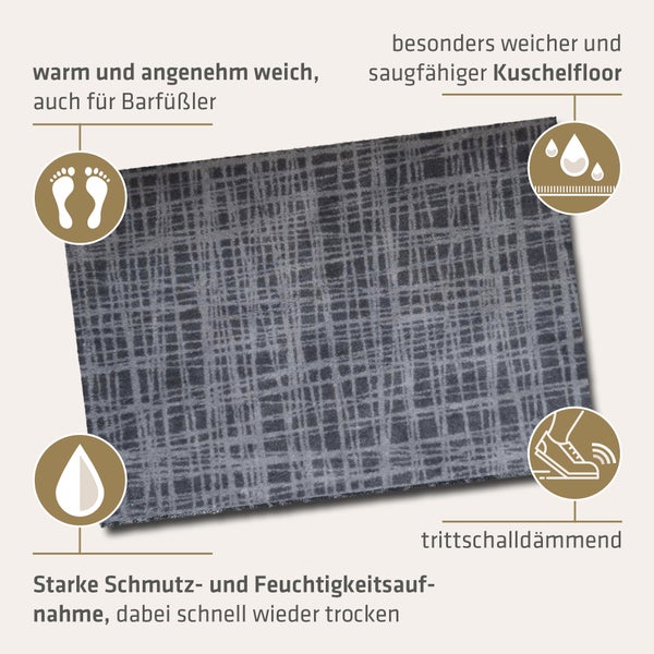 Akzente Feel Badematte mit Motiv in Grau Fußmatte 50 x 70 cm, rutschfest, saugfähig