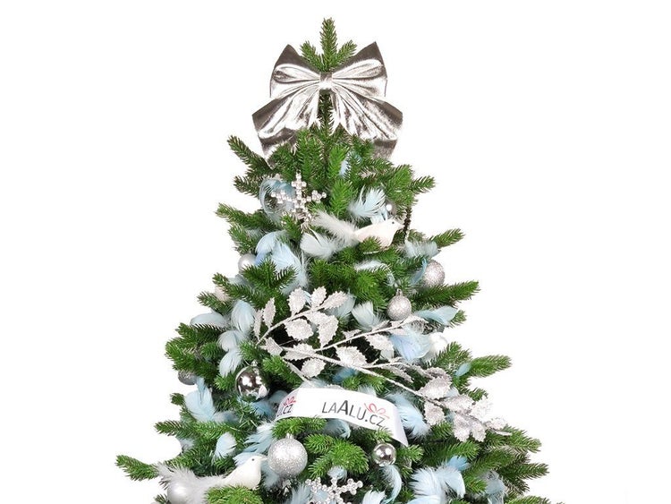 Weihnachtsbaumspitze mit großer Schleife als Dekoration für den Christbaum