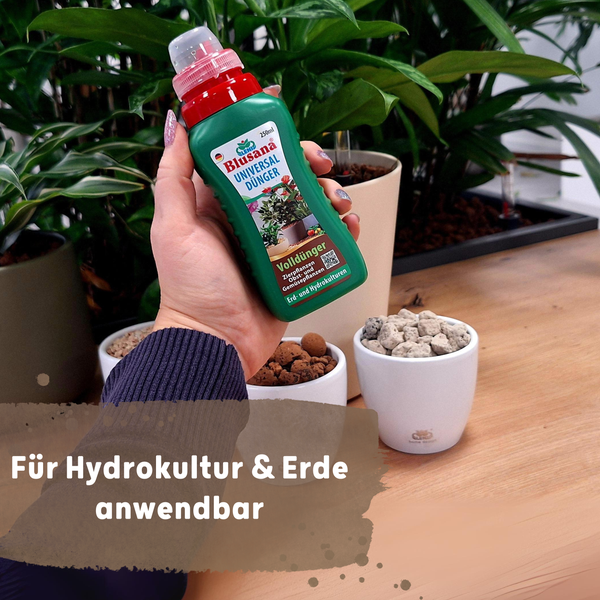 Blusana Universal Flüssigdünger NPK Dünger 6-3-6 für Zierpflanzen Obst- und Gemüse Hydrokultur Hydroponik Erde 500ml Vorteilspaket  2 x 250ml Flasche