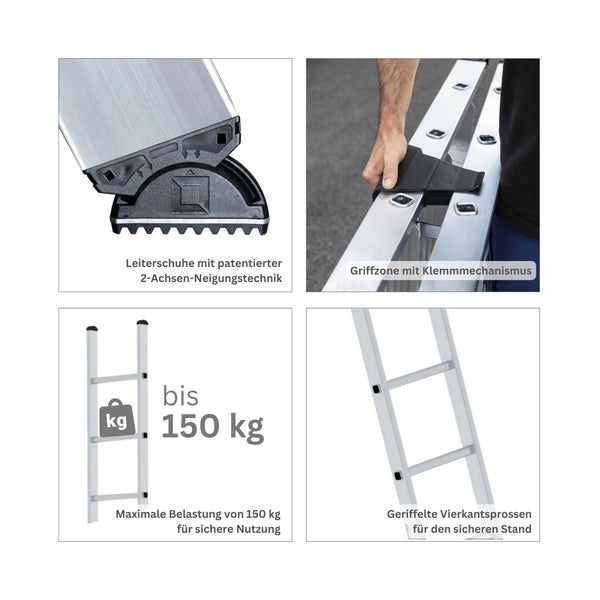 PROREGAL Stufen-Anlegeleiter Ohne Traverse 8 Stufen