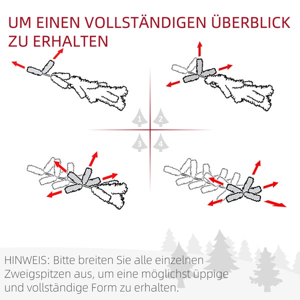HOMCOM Künstlicher Weihnachtsbaum, 180 cm mit Kunstschnee, mit 390 Astspitzen abnehmbar Standfuß, für Weihnachtsfest, Indoor, grün