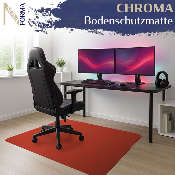 Bodenschutzmatte PE CHROMA - Rot - 90x120 cm - Hartboden - Bunte Schutzmatte als Unterlage für Bürostuhl