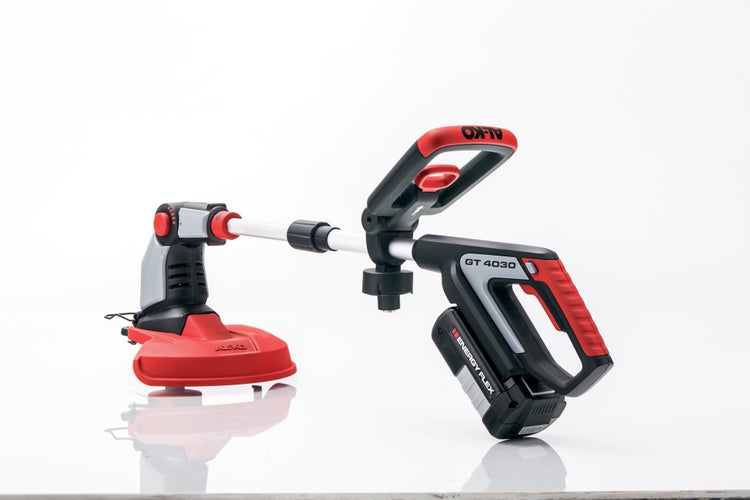 AL-KO Akku Rasentrimmer GT 4030 Energy Flex mit verstellbarem Teleskopstiel und Zusatzhandgriff zur Rasenpflege.