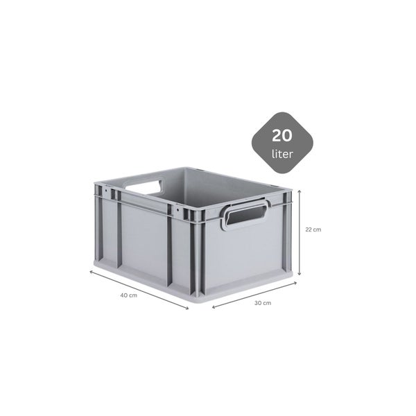 PROREGAL SparSet 10x Eurobox NextGen Grip mit Auflagedeckel mit 4 Roten Schiebeschnappverschlüssen HxBxT 22 x 30 x 40 cm 20 Liter Griffe
