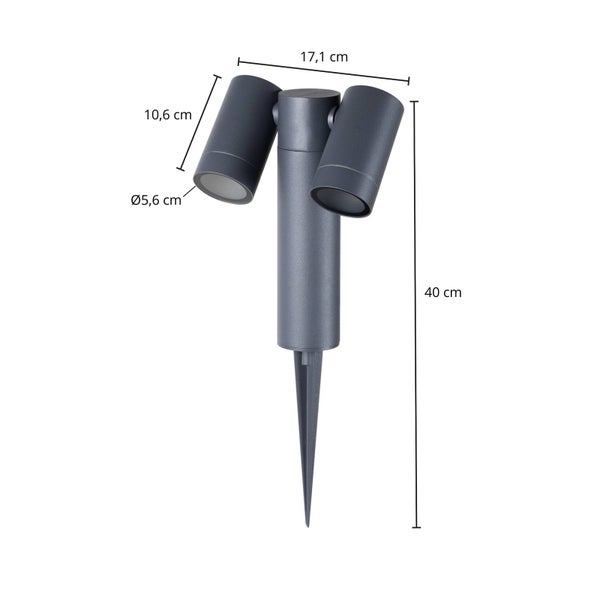 PRIOS Außenleuchte Tulimar (Modern) in Schwarz aus Aluminium (2 flammig, GU10) - Erdspießleuchte außen