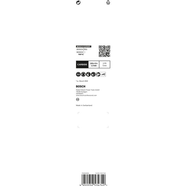 Bosch Expert Bosch Pro Sägeblatt Verpackung mit Größenangabe und Barcode