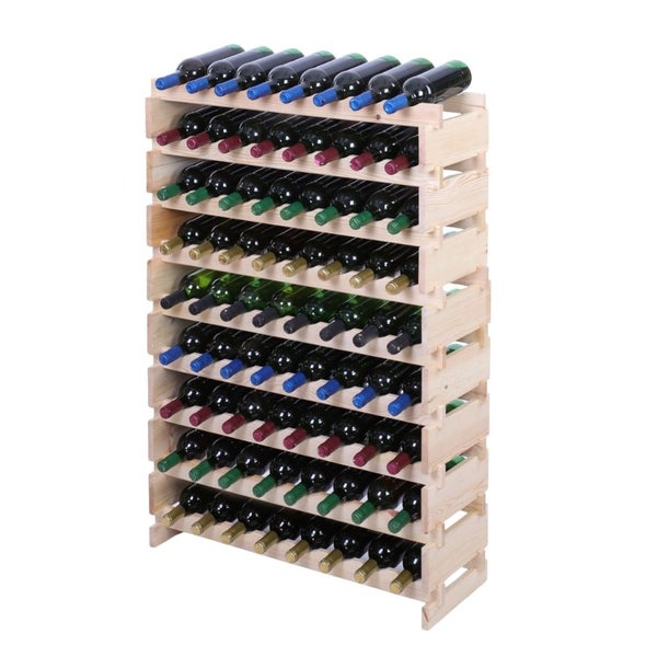 Weinregal VINOTECA FLEX PRO HxBxT 121x84x28cm 72 Flaschen auf 9 Ebenen Massives Kiefernholz Natur unbehandelt
