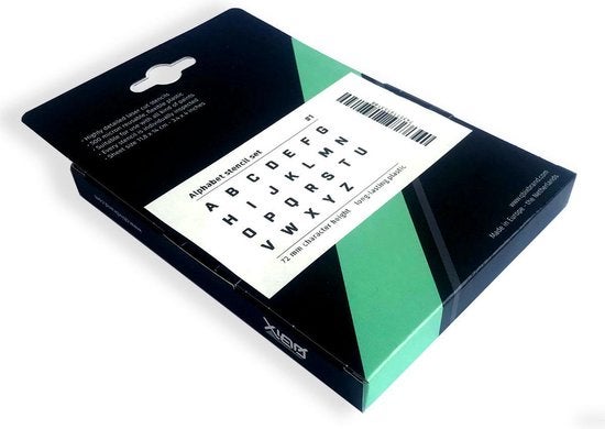QBIX Buchstabenschablonen Set - 11,8 x 14cm - Komplettes Alphabet - Buchstaben sind 7,2cm hoch