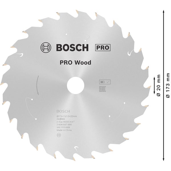 Bosch PRO Wood cordless Blatt für Kreissägen 173 x 1,5 x 20 mm - 2608837690
