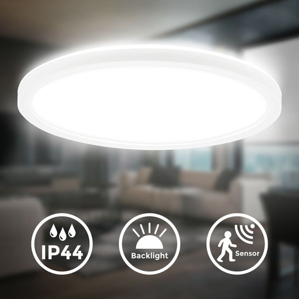 LED Panel Ø29 cm - 18W, 2400lm, Bewegungsmelder, IP44, neutralweiß, weiß