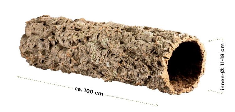 Naturkork-Röhre für Terrarien, Länge circa 100 Zentimeter, Innendurchmesser 11 bis 18 Zentimeter.