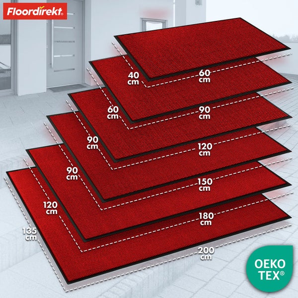 FLOORDIREKT Schmutzfangmatte - SKY Novo - PVC-frei - Extra Halt & Langlebigkeit - Rot - 90 x 150 cm
