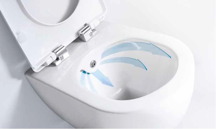 Aqua Bagno Taharet Hänge-Dusch-WC 10.32.10.02.KTV – Spülrandlos mit integrierter Armatur