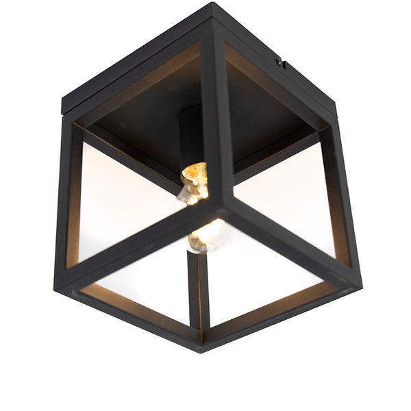 Quadratische Deckenleuchte mit offenem Metallrahmen und Leuchtmittel