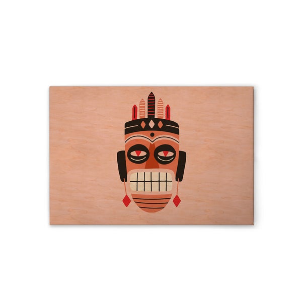 Dekoratives Holzbild mit einem Stammesmaskenmotiv