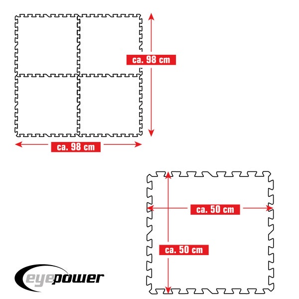 eyepower 1 m² Poolunterlage - 4 EVA Matten 50x50 - Outdoor Pool Unterlage - Unterlegmatten Set