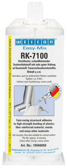 WEICON Easy-Mix RK-7100 | Acrylat-Strukturklebstoff, schnellhärtend | 50 ml | cremeweiß, milchig