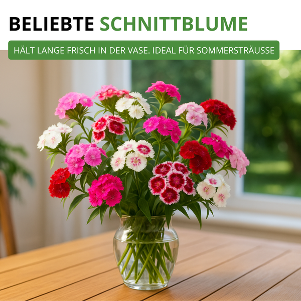 Strauß von Nelken in einer Vase auf einem Tisch