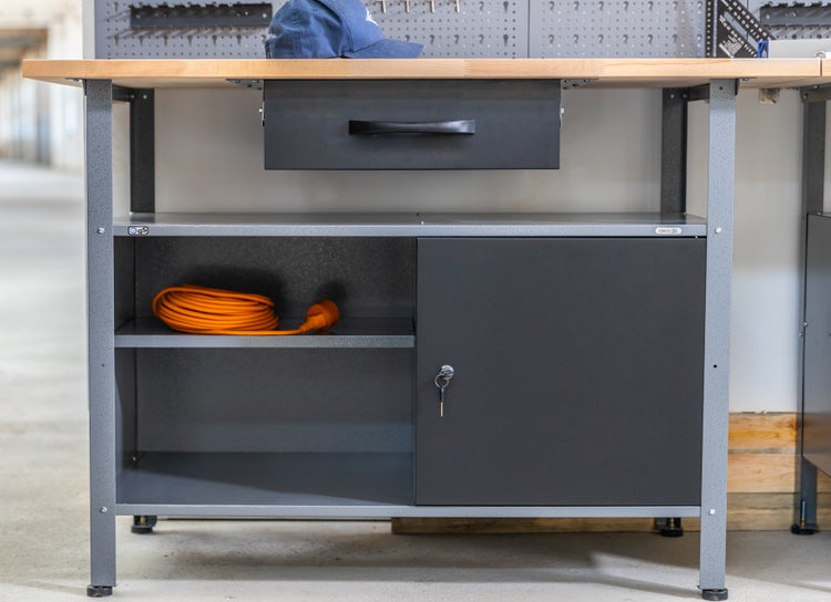 Ondis24 Werkstatt Set Klaus 240 cm 2 Schränke, Werkstatteirichtung, Werkbank