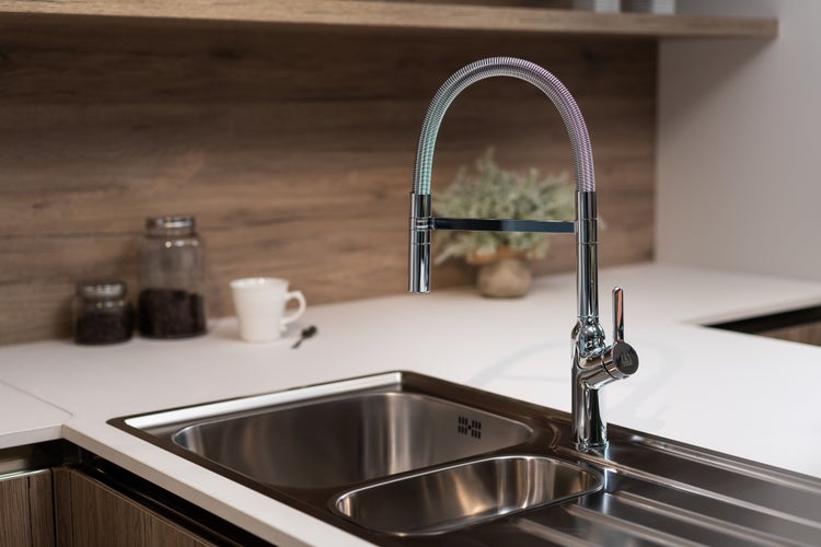 Wasserhahn Küchenarmatur, BOD, mit 360° schwenkbarem Auslauf, abnehmbare 2 strahl Handbrause, Verchromt
