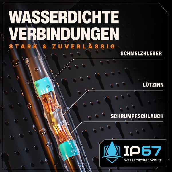 BAURIX® Lötverbinder Set [200 Stück] I IP67 Schrumpfverbinder für wasserdichte Kabel-Verbindungen I Kabelverbinder Set, Stoßverbinder