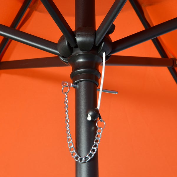 Outsunny Sonnenschirm Ø196 cm, Drehbar Sonnenschirm mit Knickfunktion, sechseckig Balkonschirm Strandschirm windfest stabil Marktschirm Kurbelschirm Sonnenschutz für Strand Balkon Garten, Orange
