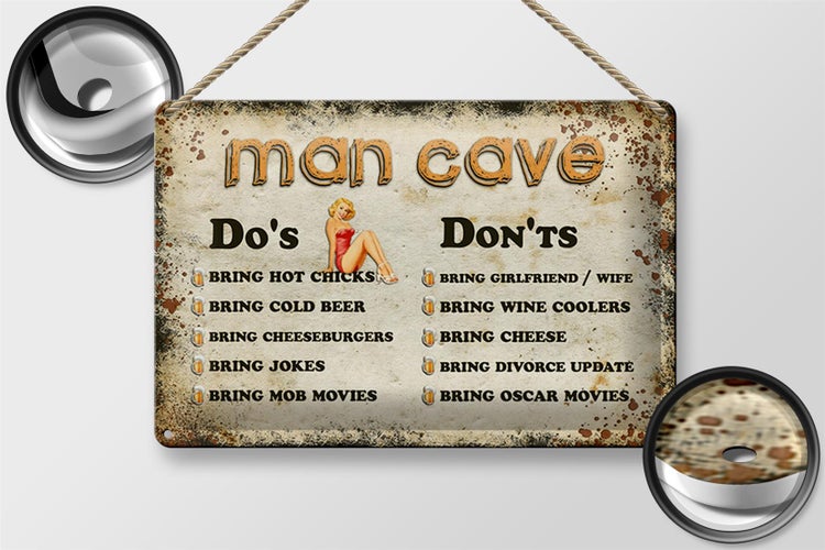 Blechschild Spruch 30x20cm Man Cave Do´s Don´ts