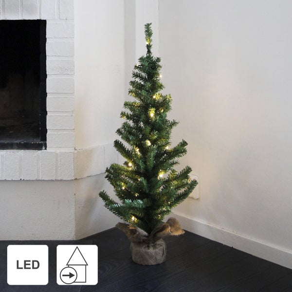 Künstlicher Weihnachtsbaum mit LED-Beleuchtung und Jute-Fuß