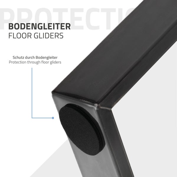 ML-Design 2er Set Tischbeine Trapez 40x43 cm, Industrial, Profil 8x2cm, Stahl pulverbeschichtet, geneigt, Metall Tischgestell Tischkufen Tischuntergestell Möbelfüße Bankkufen Bankgestell Bankbeine