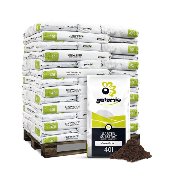 Galamio Grow Erde Gartensubstrat auf einer Europalette, 40 Liter pro Sack