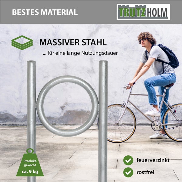 Fahrradanlehnbügel 115 x 53 cm Stahl feuerverzinkt Ø 60 mm Einbetonieren Fahrradständer Parker       Typ O