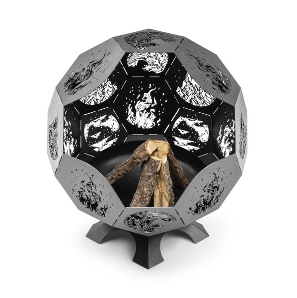 The Favilla LUNA Feuerstelle Schwarz – Design Feuerschale aus Stahl, pulverbeschichtet – 100x100x110 cm – moderne Feuerstelle für Garten & Terrasse – inkl. Abdeckhaube – 75 kg – kein Aufbau nötig